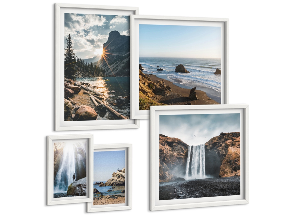 Conjunto De Pinturas Limoeiro Com Bebidas Moldura Branca Fotos Para O Escritório Espelharte (conjunto De 5 Imagens)