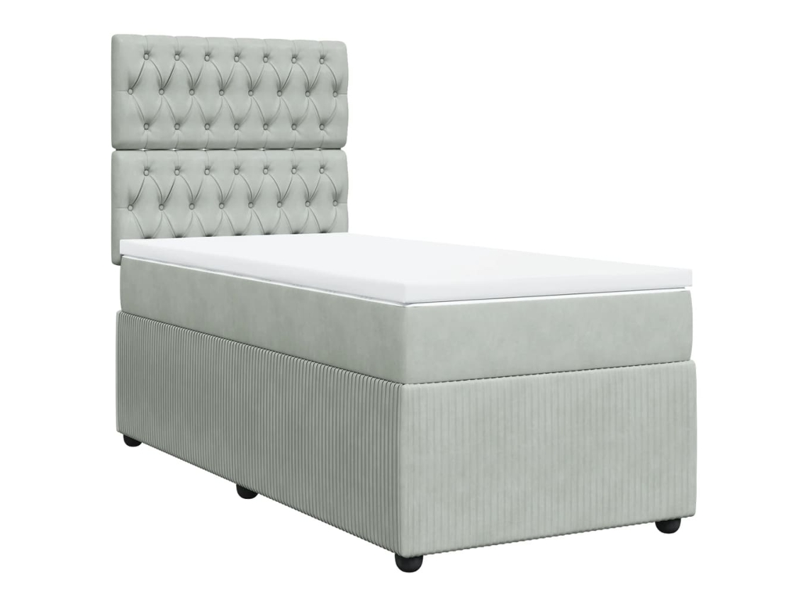 Box Spring Bed, Box Spring Beds Vidaxl Cinzeto Veludo (90 X 200 Cm)