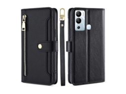Capa De Celular Carteira Transversal Com Zíper E Textura De Carneiro Para Infinix Hot 12i
