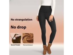 Vermelha P/m Calça Legging Feminina Forrada Lã Térmica Inverno Cintura Alta Yoga Bolsos