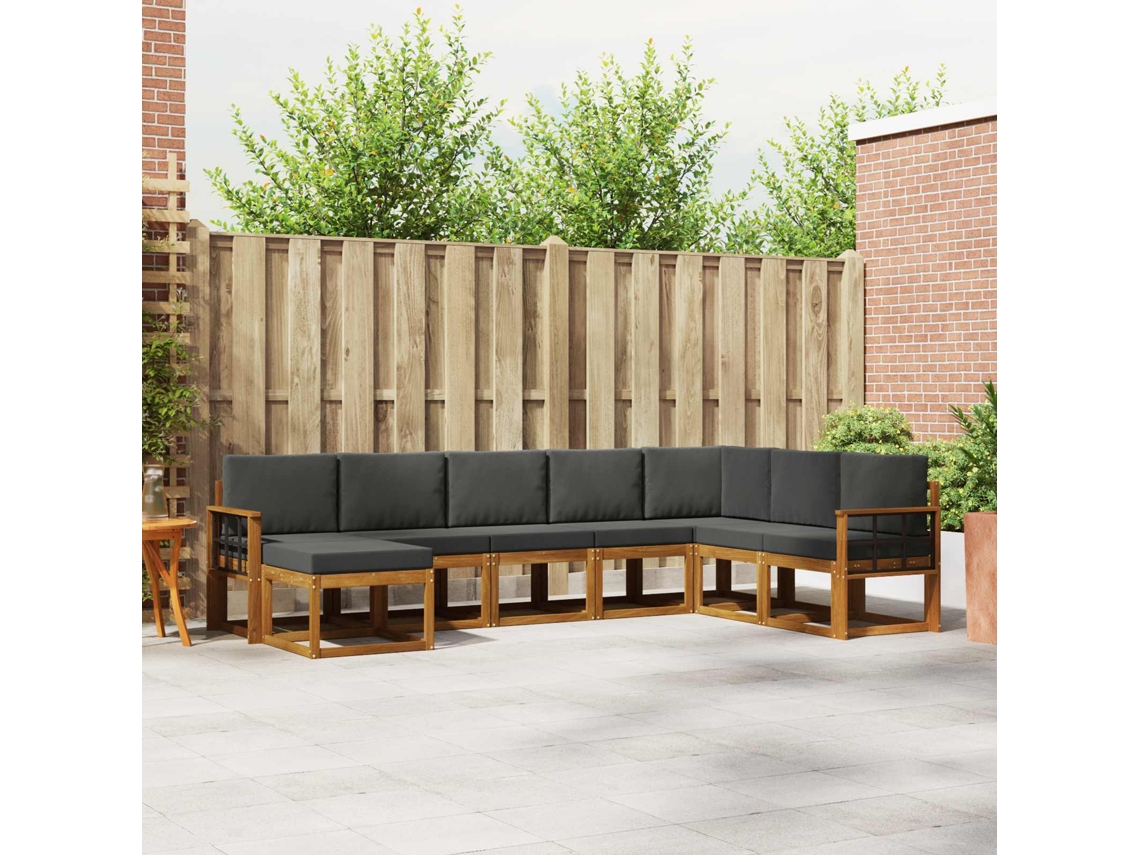 Vidaxl Conjunto De Sofás Para Exterior 8 Unid. Natural E Antracite