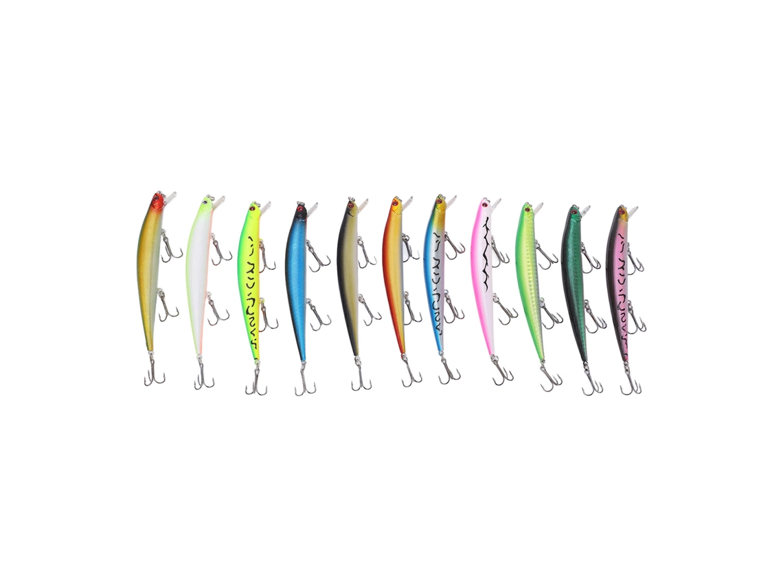 Isca Minnow 11pcs com 3 Ganchos para Bass