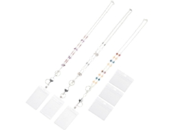 Conjunto De 3 Cordões Retráteis Para Crachás, De Metal Com Contas E Clipe Resistente, Comprimento Ajustável,
