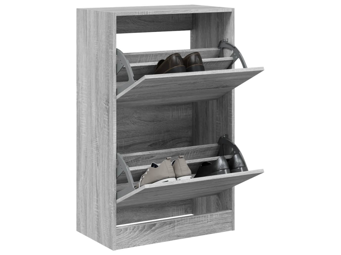 Vidaxl Sapateira 60x34x96,5 Cm Derivados De Madeira Cinzento Sonoma