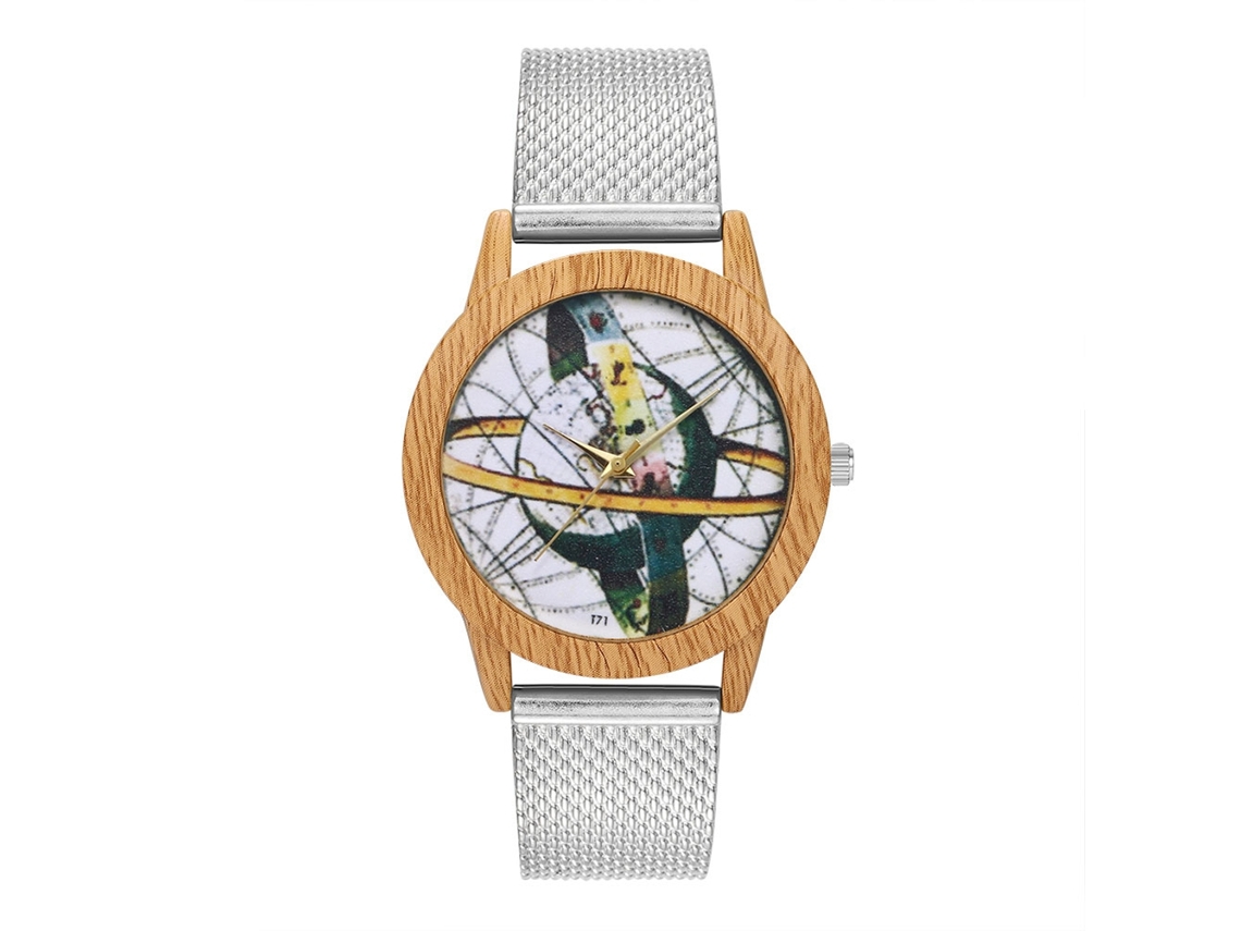 Relógio de quartzo casual unissex com pulseira de silicone prateada