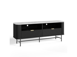 Móvel Baixo para TV Olvehok 140x40x55 cm, Preto/Marble Branco