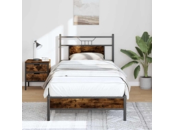 Vidaxl Estrutura Cama S/ Colchão Derivados de Madeira Carvalho Fumado