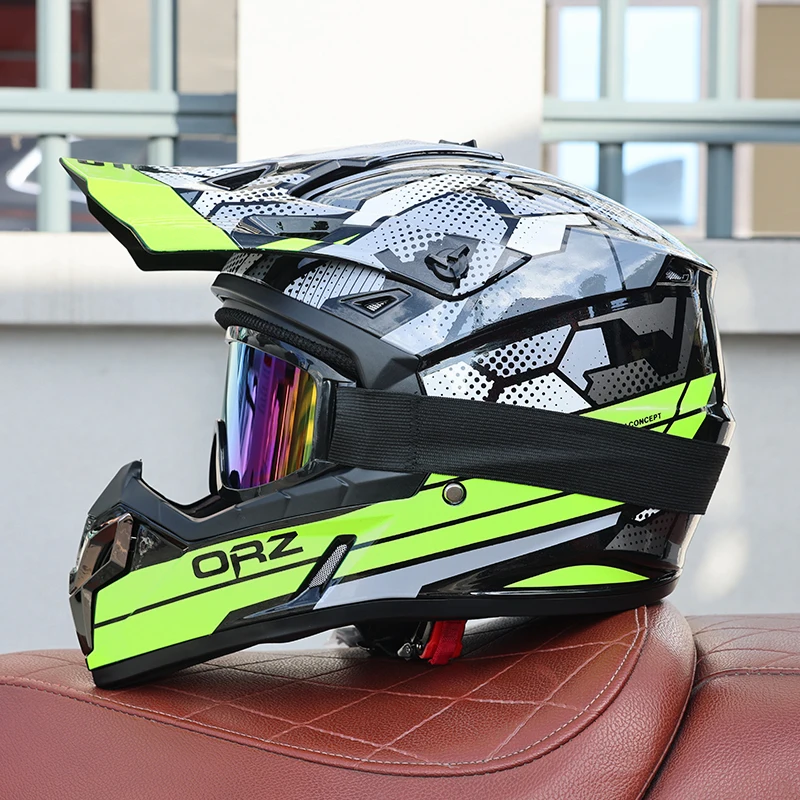 (m) Capacete De Motocross Com Viseira, Certificado Dot, Casco Em Abs, Resistente A Impactos.