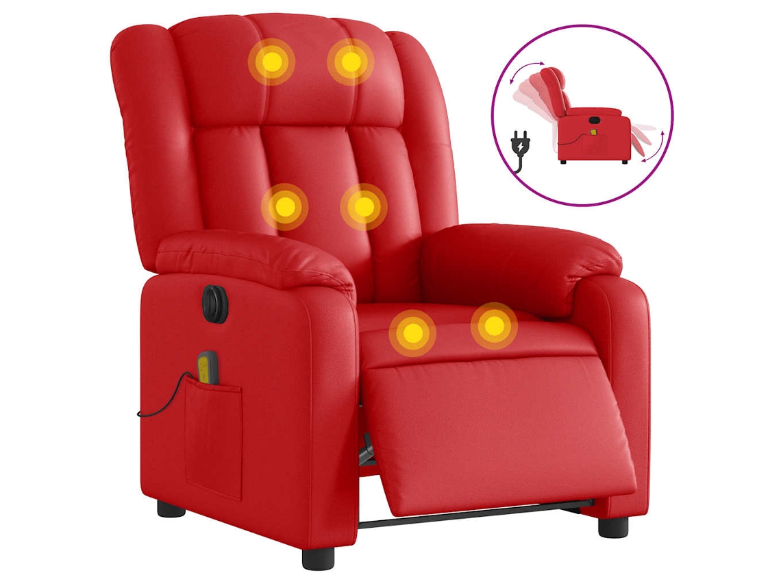 Poltrona De Massagens Elétrica Vidaxl Vermelho Couro Artificial