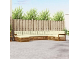 Vidaxl Conjunto De Sofás Para Exterior 8 Unid. Natural E Creme