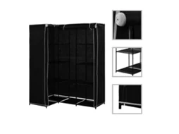Roupeiro VIDAXL Preto Tecido (130x87x169 cm)