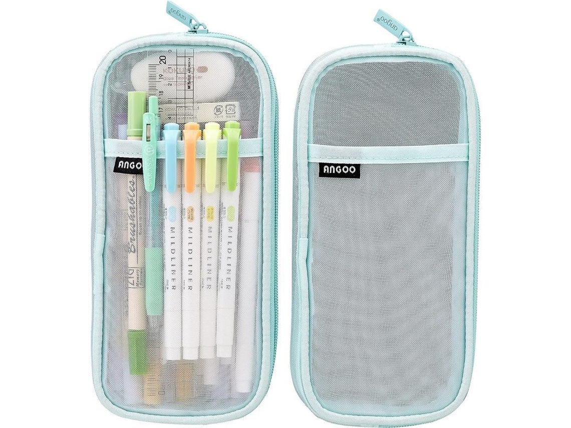 2026 estuche de Lápices Transparente de Malla, Estuche Con Cremallera, Estuche Claro (verde)