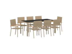Maison Exclusive - Conjunto Jantar Para Jardim 9 Peças Bege Vime Pe