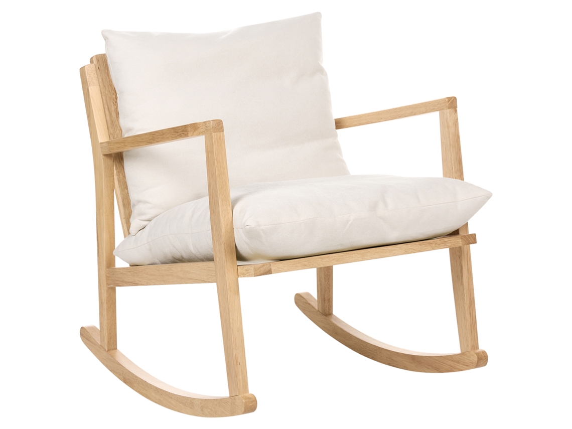 Mecedora Beliani Kjevik De Madera De Caucho Beige 65x75x75