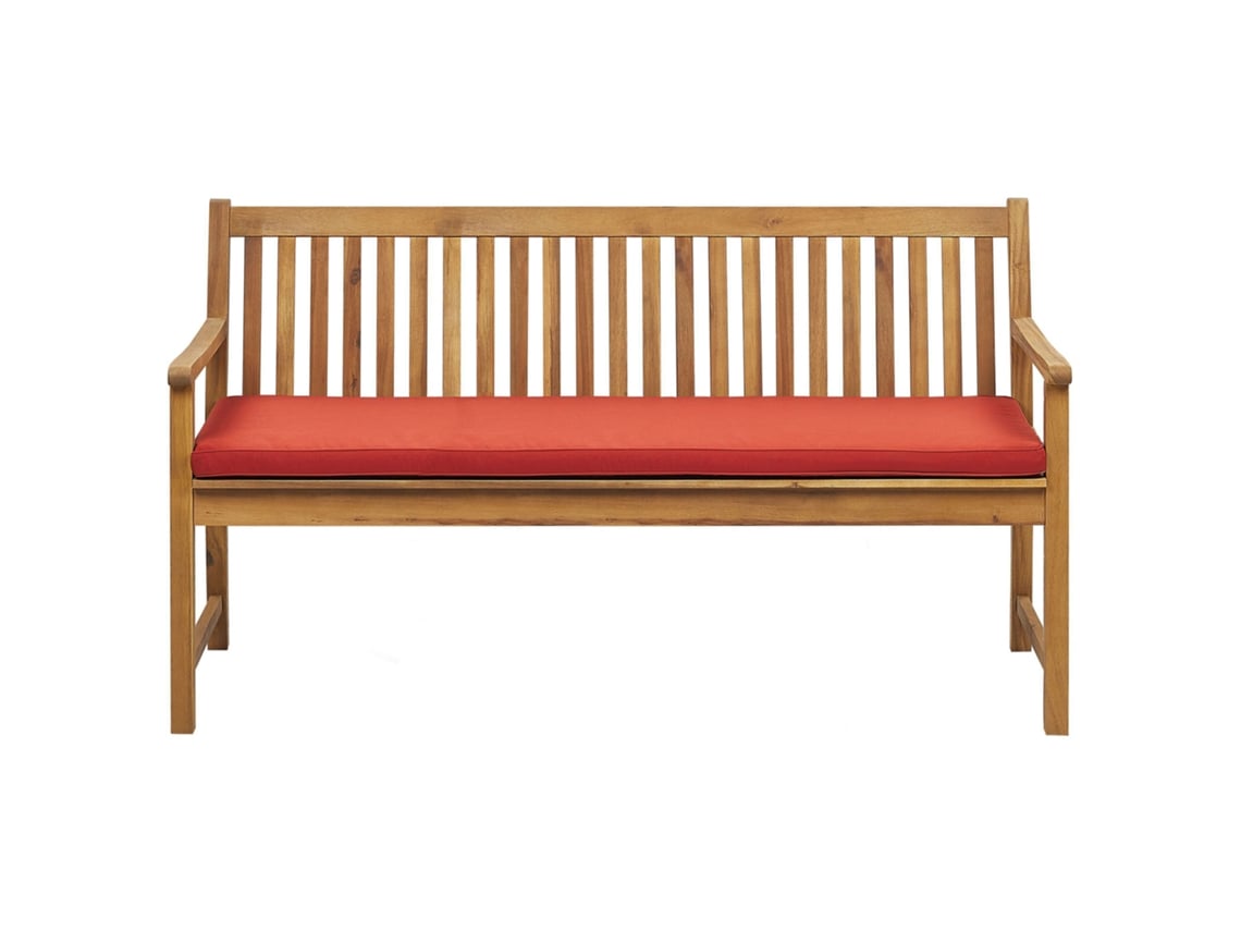 Banco De Jardín Con Cojín Beliani Vivara De Madera De Acacia Certificada Marrón 160x61x88