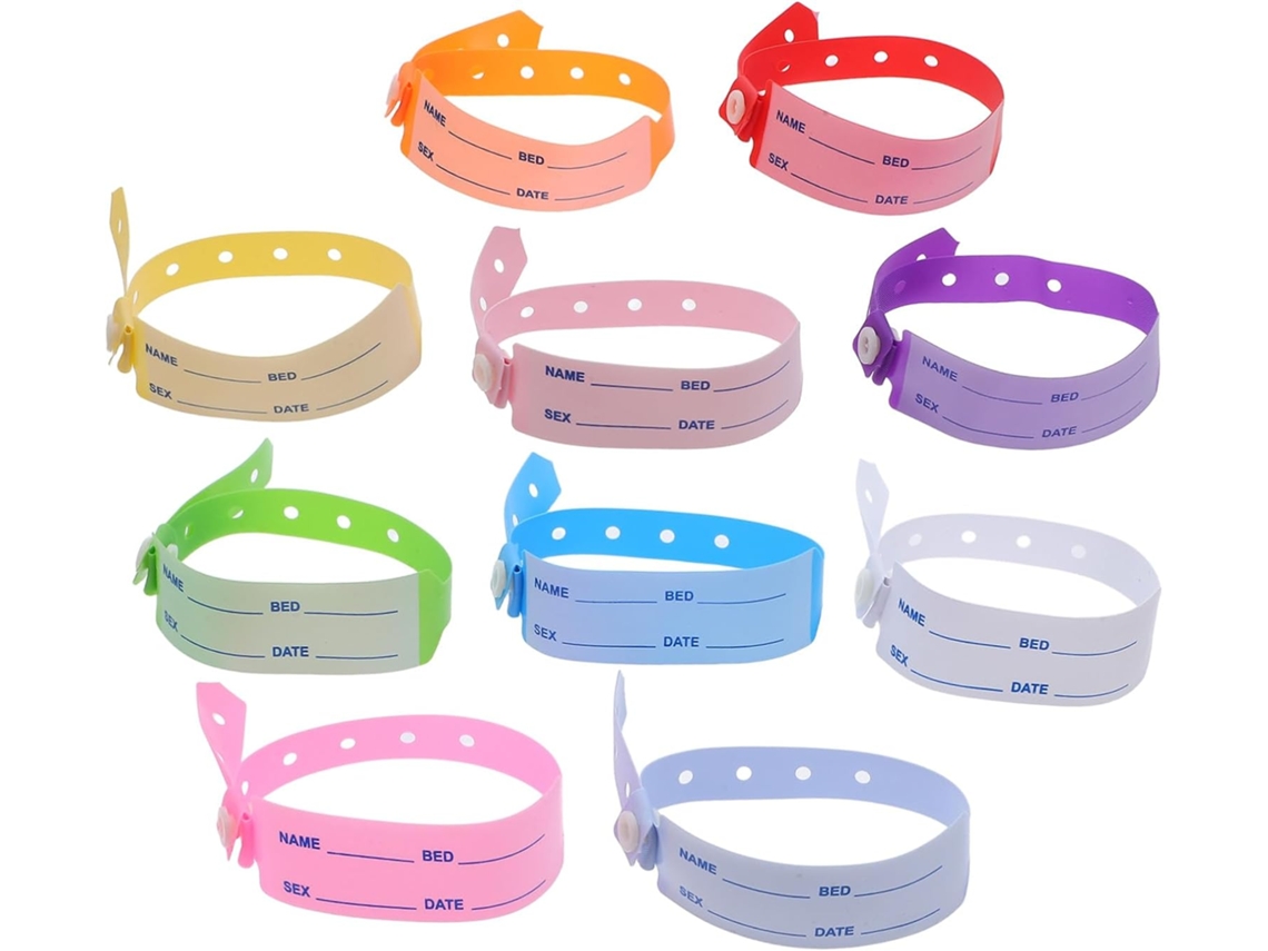 Magiclulu 100-pulseiras De Identificação Médica Descartáveis Para Adultos, Impermeáveis E Resistentes A Rasgos