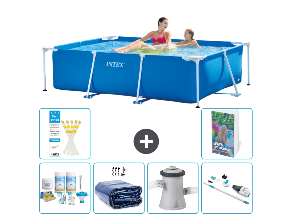 Piscina com Estrutura Retangular 220x150x60 Cm 5 peças S165 INTEX