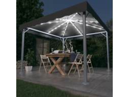 Vidaxl Gazebo Com Cordões De Luzes Led 300x300 Cm Alumínio Antracite