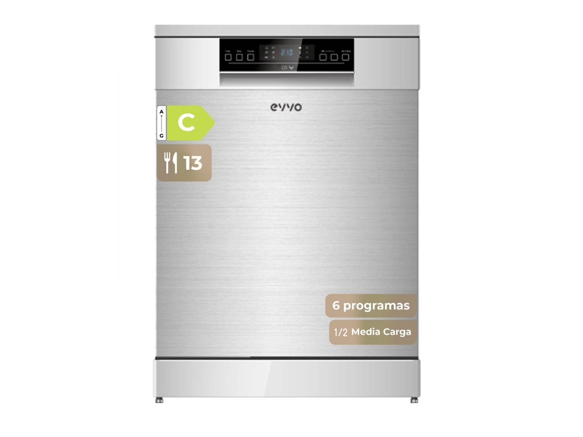 Máquina de Lavar Loiça EVVO D1yx Máquina De Lavar Loiça, 60cm, 13 Serviços, Abertura Automática, Meia Carga