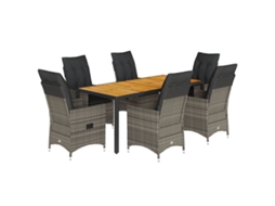 Maison Exclusive - 7 Pcs Conjunto De Jantar P/ Jardim C/ Almofadões Vime Pe Cinza