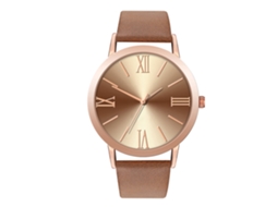 Relógio Casual Unisex de Quartzo Pulseira Pu Fashion Presente Café