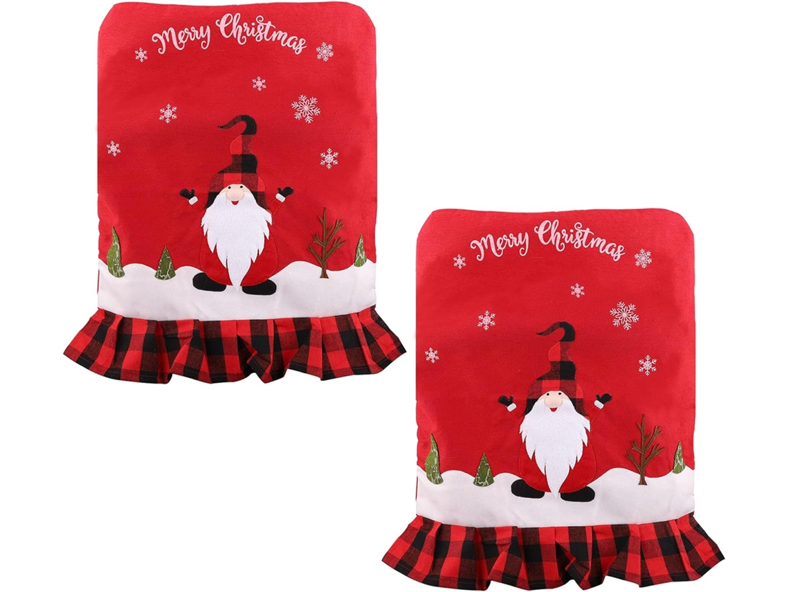 Transformação Festiva Para Sua Casa Capas De Cadeira De Chalé, Adornadas Com Design Xadrez E Decorado Com Neve, Imagens Anãs, Adequadas Para A Maiori