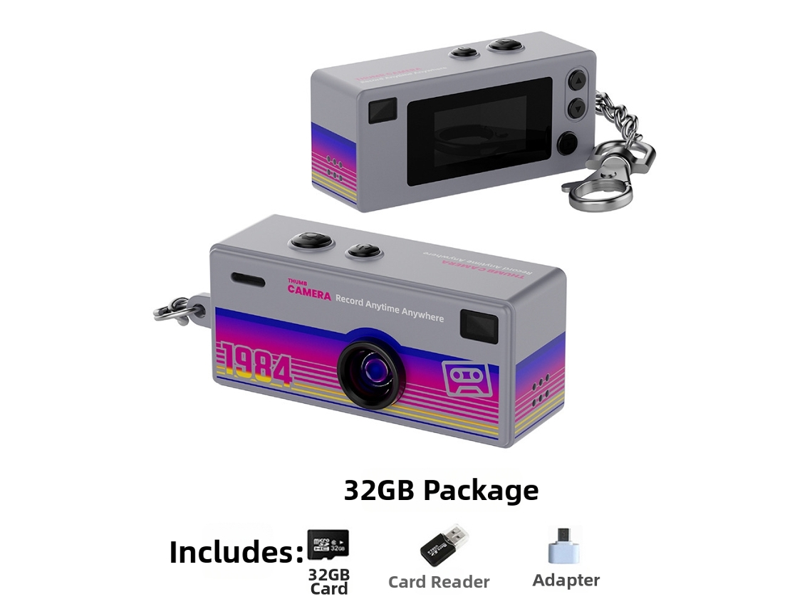 Mini Câmera Retrô Digitallab 1080p Filmadora Ultracompacta Com Flash, 0,96 Polegadas 32g Cinza