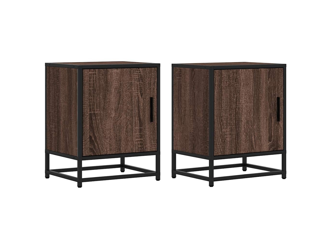 Conjunto de 2 Mesas de Cabeceira Carvalho Castanho MAISON EXCLUSIVE (40x31x50 cm)