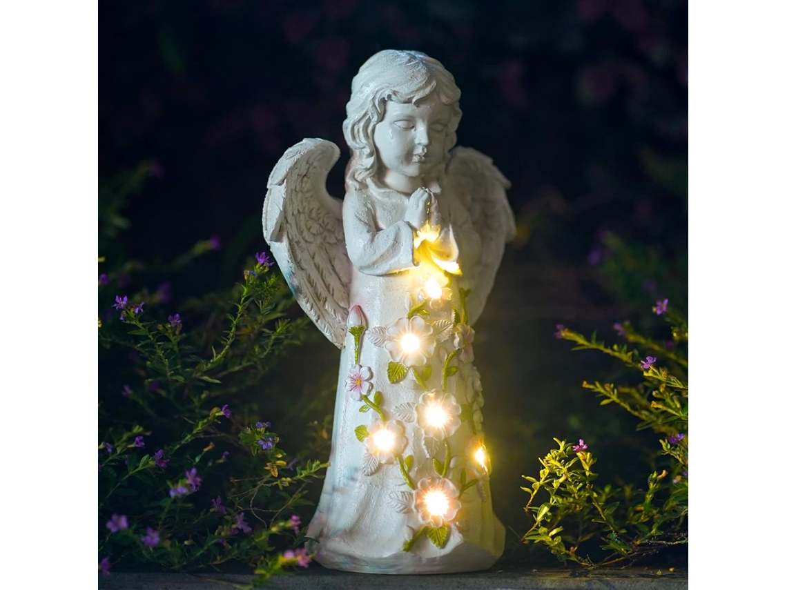 Figura de Anjo, Energia Solar, Resina Resistente À Água STELASPLEN