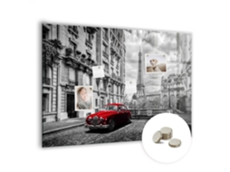 Quadro De Vidro Magnético Cidade Com Carros Antigos Para A Sala De Estar Espelharte (100x70 Cm)