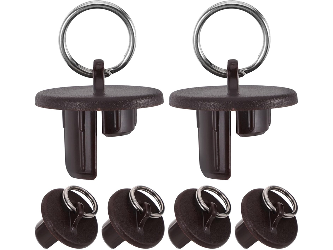 Conjunto De 6 Peças Acessórios Para Cortinas Externas Homsfou Na Cor Marrom, Com Fecho Plástico Seguro E Design Redondo
