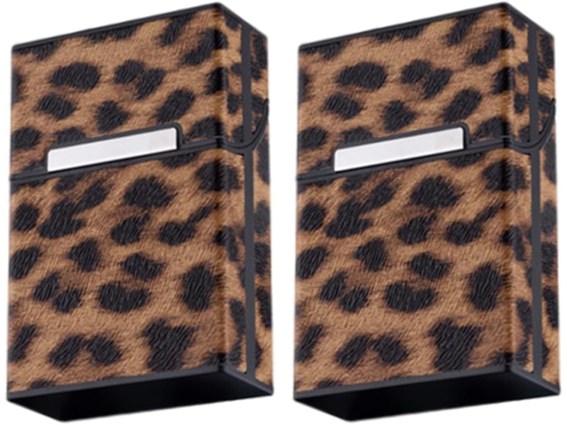 Ciieeo Porta-cigarros Leve E Compacto, Pacote Com 2 Unidades Para Homens, Estampa De Leopardo, Capacidade Para 20 Cigarros.