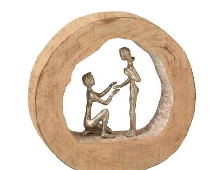 Estatueta decorativa de casamento 29x7x28 29cm madeira clara