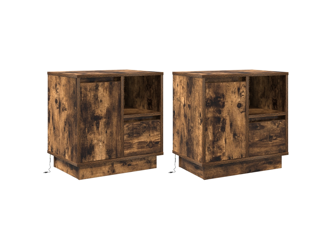 Conjunto 2 Mesa-de-cabeceira Vidaxl Castanho Derivados De Madeira (50 X 34,5 X 50 Cm.)