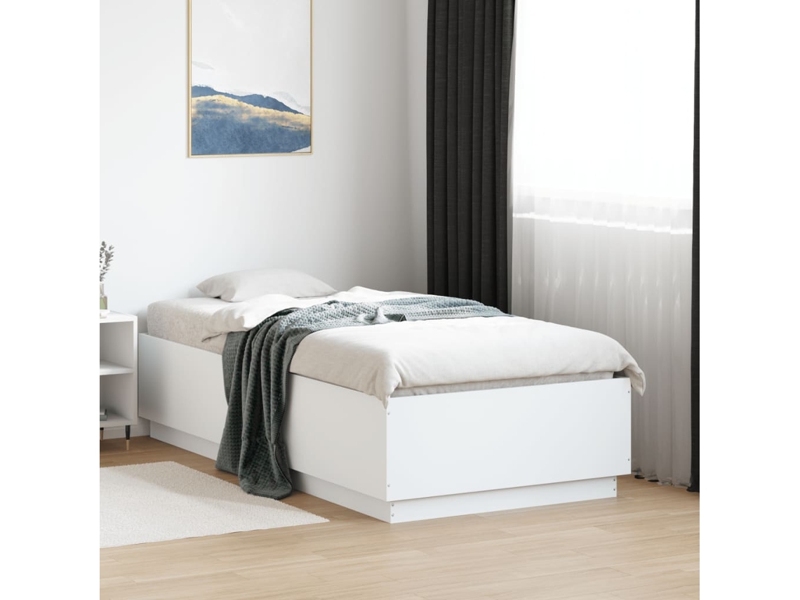 Estrutura De Cama 90x190 Cm Derivados De Madeira Branco