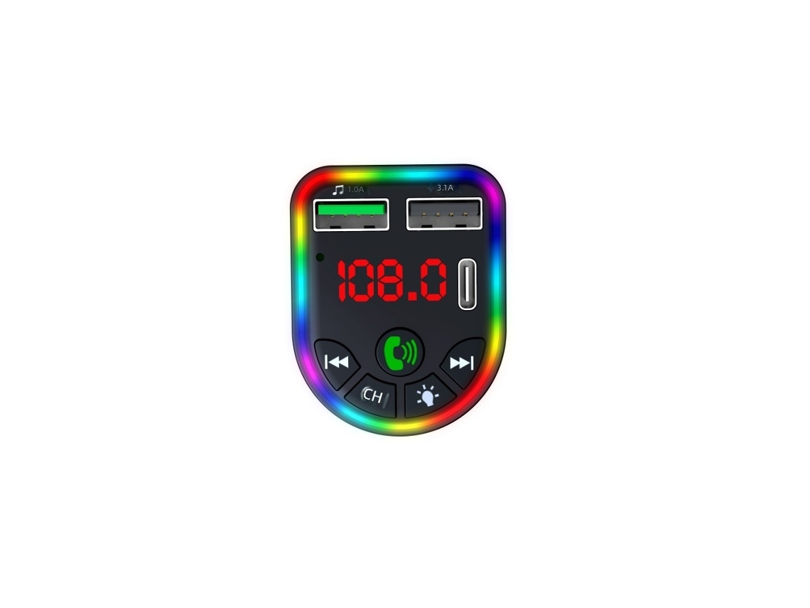 Carregador Veicular F20 com Bluetooth, Transmissor MP3, Suporte USB, Cartão de Memória, Música CHABERLU