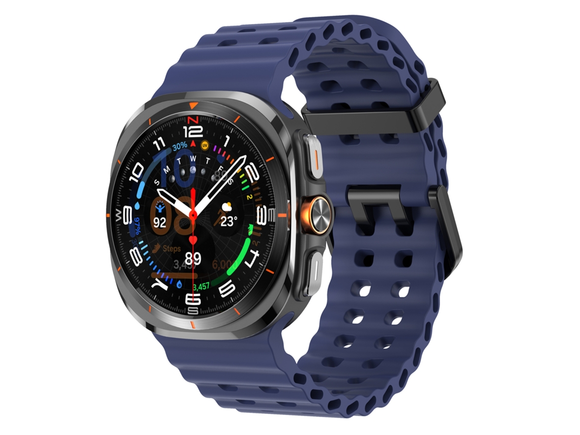 Pulseira Marine Para Samsung Galaxy Watch Ultra 2/1 47mm (2026/2025/2024), Silicone, Desportiva Azul Escuro Hexinyigjly