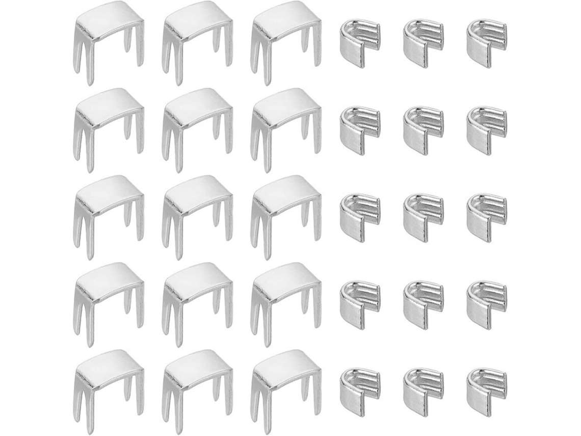 Kit Com Cursores Para Zíper No.8 Gun Com 20 Códigos De Quatro Garras E 40 Códigos U, Para Reparo De Zíperes Em Jaquetas, Bolsas E Roupas. Prata