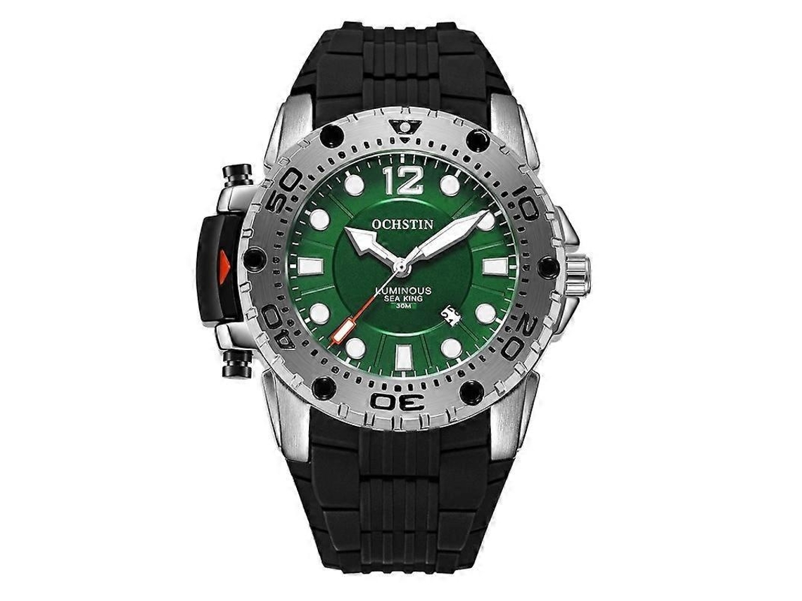 Lurelia Relógio Masculino 6124 Calendário, Luz, Quartzo, 50 Mm, Aço Inox, Silicone, Impermeável