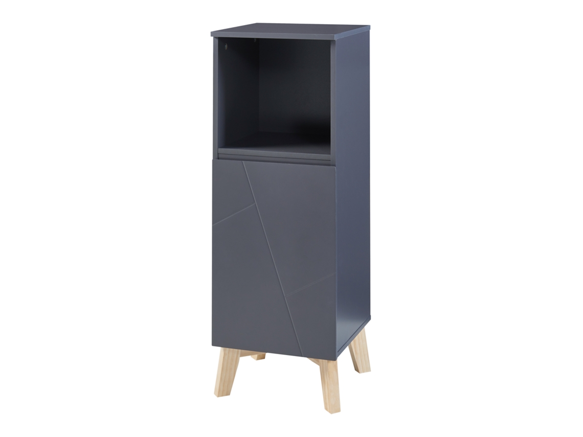 Móvel de Casa de Banho Porta Decorativa Overath Mdf 86X30X30Cm Cinza e Madeira [EN.CASA]