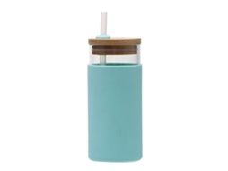 Copo de Vidro com Palito e Tampa de Madeira 550ml