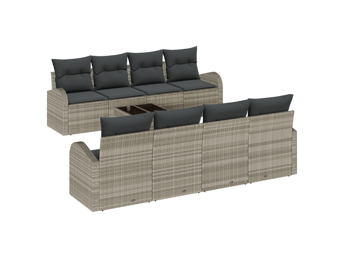 Conjunto 9 Móveis Para Exterior Vidaxl Cinzento-claro Vime Pe (55 X 55 X 37 Cm)