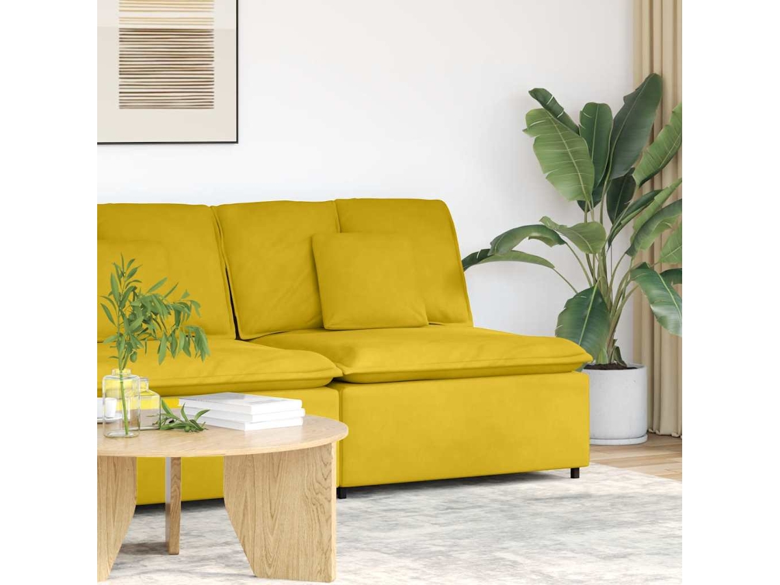 Vidaxl Módulo Central Para Sofá Modular Com Almofadas, Amarelo, 100 Cm