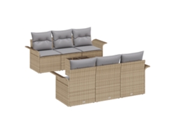 Conjunto 7 Móveis De Jardim Vidaxl Bege Vime Pe (55 X 55 X 37 Cm)