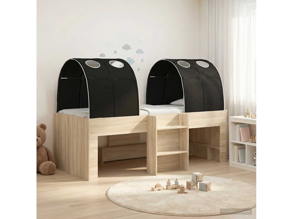 Vidaxl Cama Com Túnel 3 Unid. Carvalho Sonoma E Preto
