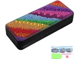 Estojo para óculos Madeira com pintura de diamante 5D, organizador portátil para óculos de sol.
