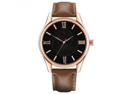 Reloj Hombre De Cuero Pu Dial Redondo Reloj De Cuarzo Empresarial Pulsera Café Claro Negro
