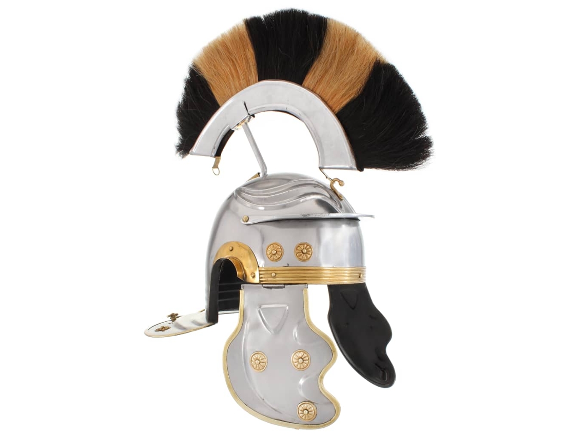 vidaXL Capacete de soldado romano réplica LARP aço prateado