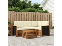Vidaxl Conjunto De Sofás Para Exterior 5 Unid. Natural E Creme