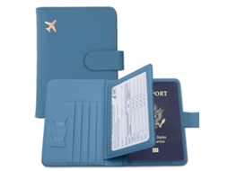 Bolsa de Viagem de Mulher RNEMITERY Portapassaporte Portacartão Vacinas Slot Pele Sintética Azul